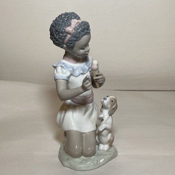 Rare Lladro Black Legacy Collection: #5836 "Sharing Sweets" Figurine, Girl, Dog - Picture 9 of 14